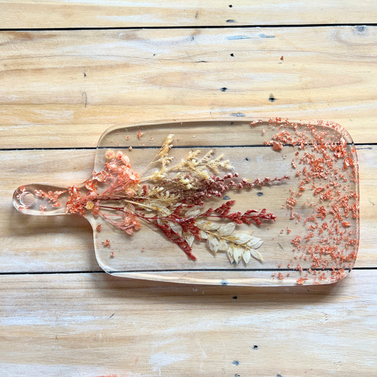 Handmade Resin Board Dried Flowers Rose Gold Resin Gold Coast Charcuterie Board Display 